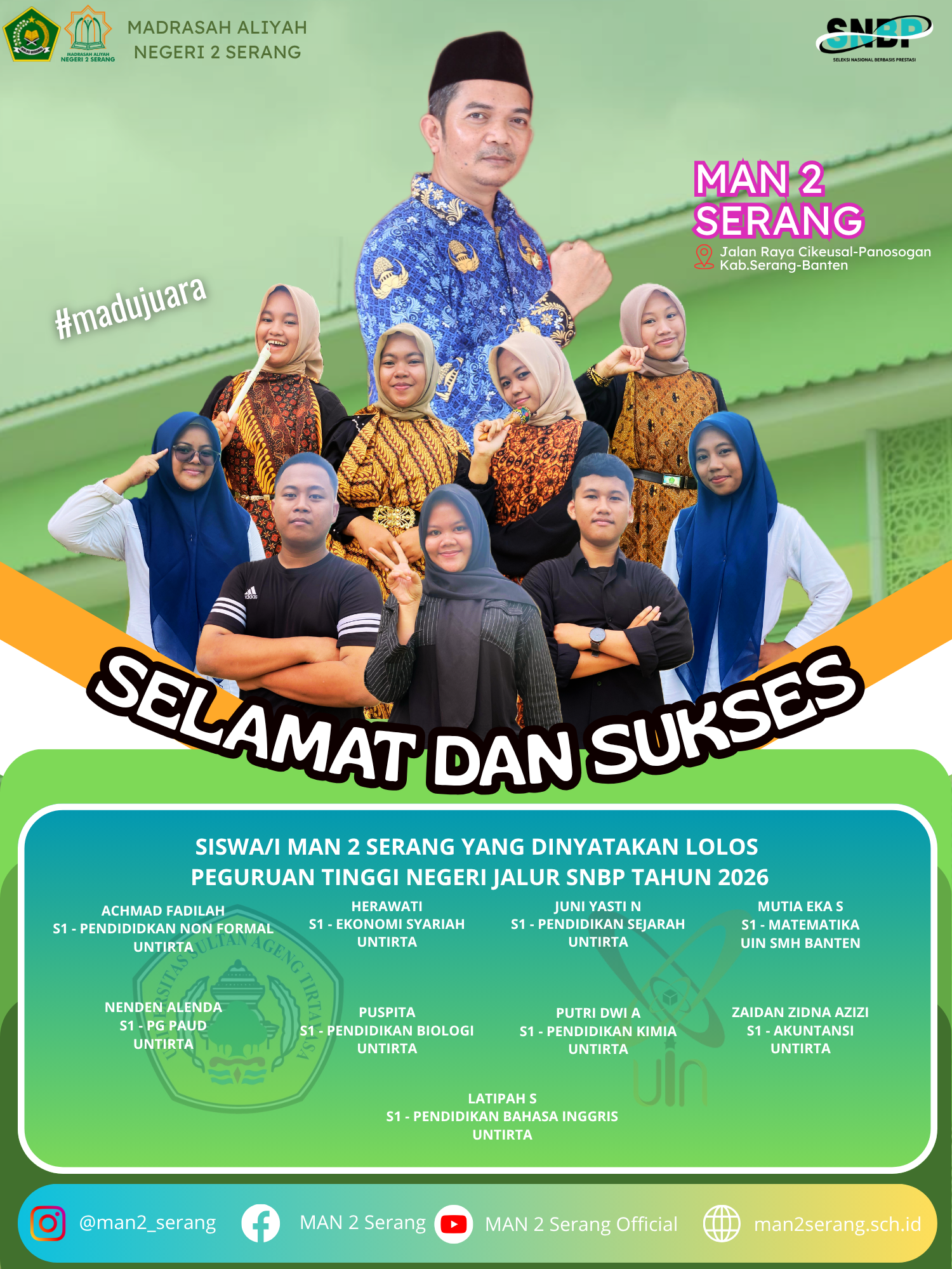 Selamat dan Sukses atas Siswa-Siswi yg dinyatakan lolos SNBP Tahun 2026